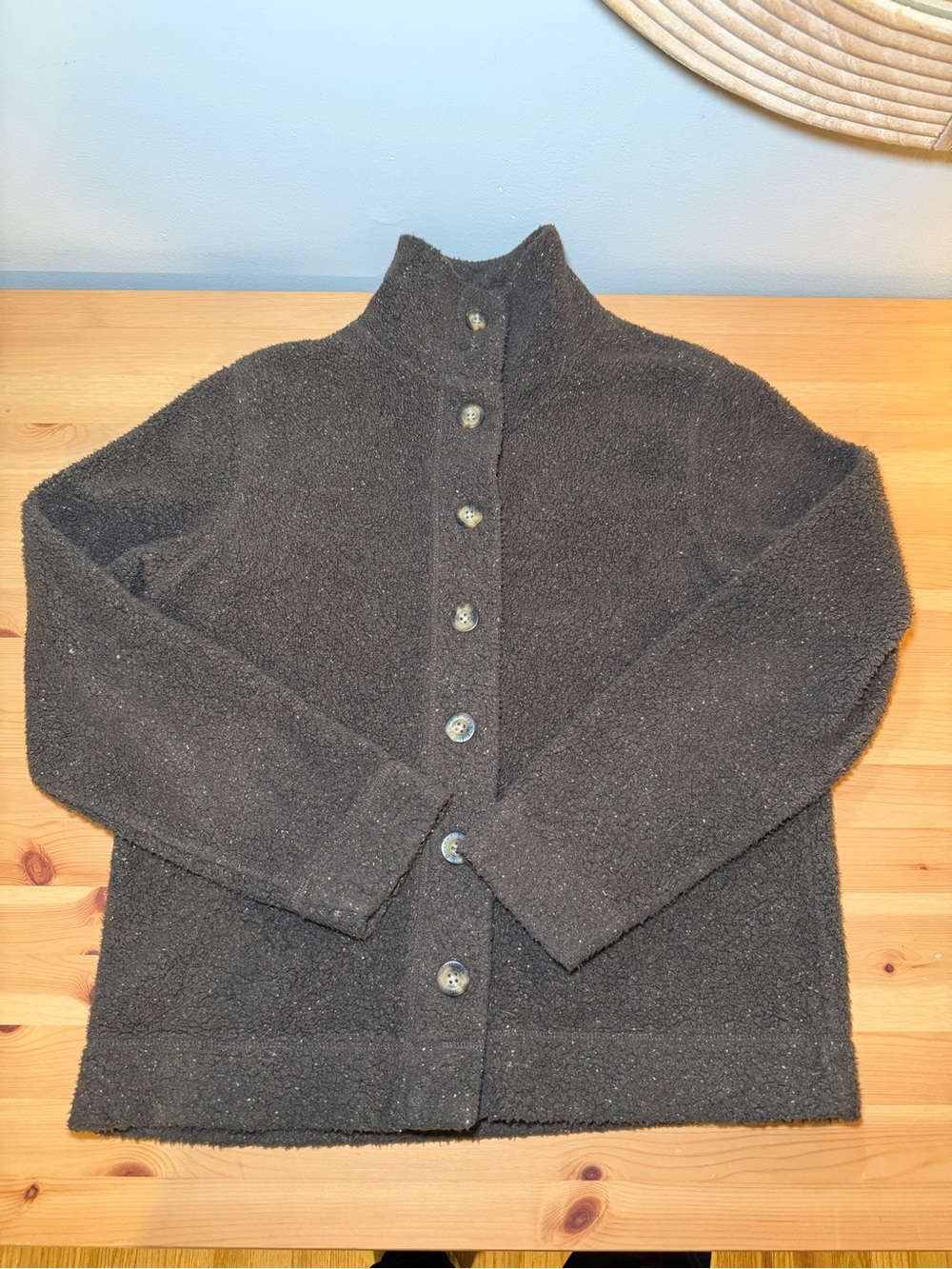 L.L. Bean Button Front Fleece Jacket Charcoal Gray Cozy Cardigan Misses XS
